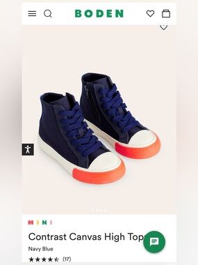 Mini Boden Navy Blue High-Top Toddler Sneakers